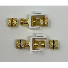 RiteAV Red/Black Banana Jack Decorative White 1 Speaker Wall Plate (for use with terminated Banana Plugs or unterminated Speaker Wire (2 Pack)