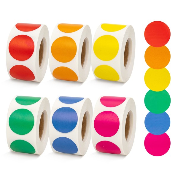 3000 Pcs 3/4" Round Color Coding Labels Stickers Circle Colored
