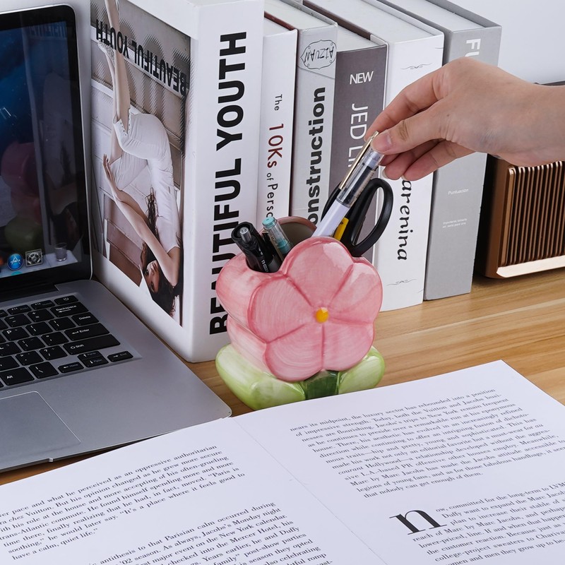 Biiange Flower Pen Holder, Pencil Holder for Desk, Makeup Brush