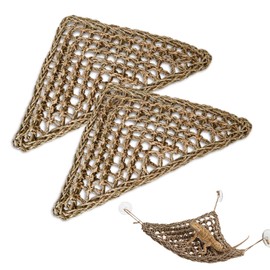 waazoorep Reptile Hammock Corner Triangle 2 PCS,100% Natural Seagrass Fiber,Bearded Dragon Tank Accessories Habitat Decor for Lizard,Anoles,Iguanas,Chameleon and Hermit Crabs