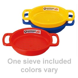Spielstabil 12 Pack Large Sand Sieve Beach Toy (5 Red, 5 Blue, 2 Yellow Sifters) - Made in Germany