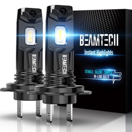 BEAMTECH H7 Fog Light Bulb Fog Light 6500K Xenon White Fanless in Line Pack of 2