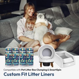 AMOGOGOPET 100 Pack Cat Litter Bags, Compatible with ScoopFree Clumping & SmartSpin Automatic Litter Box, Large Capacity Waste Bags, Sturdy, Leak-proof Thick Drawstring Waste Bags, 23" x 12"