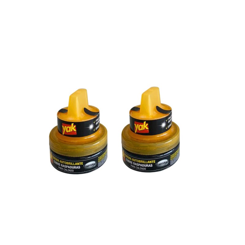 CREMA AUTOBRILLANTE NEGRA PARA CALZADO YAK 45ML, 2 UNIDADES