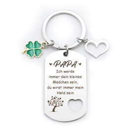 Ratifyale Father's Day Gift for Dad Grandpa Gift Birthday Keyring Dad Keyring Grandpa Family Christmas Gifts, Papa: Ich Werde Immer Dein kleines Mädchen Sein, du Wirst immer Mein Held Sein, Unit size