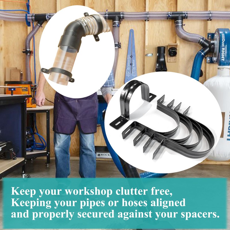 Pertresion Dust Collection Hose and Pipe Holder Adjustable Hangers Bracket,