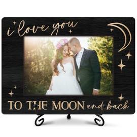 RPLCSPC Love Picture Frame, I Love You To The Moon And Back Photo Frame for 4x6 Photo, Wedding Anniversary Valentines Day Gifts for Couples Women Men Her Him, Wooden Picture Frames for Desk Decor-A25