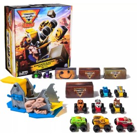 Monster Jam Mini Jams Earthshaker Boneyard Blaster Mega Frenzy Playset 10 Trucks