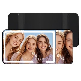 Espejo para Visera de Auto, Espejo de Vanidad para Auto con Correa, Espejos para Carro Recargable con 70 Lámpara LED y 3X Aumento, 3 Modos de Luz Cálida y Fría, Regalo Ideal para Damas (Negro)