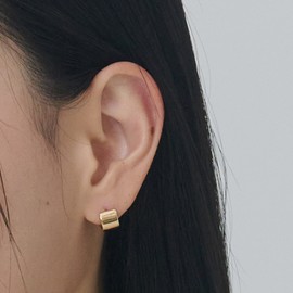 Gold&Deer 14K Goldfield Mini Wide One-Touch Earrings White Gold / 골드앤디어 14K 골드필드 미니 와이드 원터치 귀걸이 화이트골드