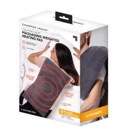 Calming Heat Massaging Weighted Heating Pad by Sharper Image- Weighted Electric Heating Pad with Massaging Vibrations, 6 Settings- 3 Heat, 3 Massage- 9 Relaxing Combinations, 12” x 24”, 4 lbs