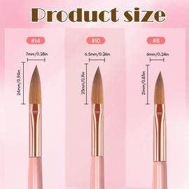 Acrylic Nail Brush Set - 3PCS Sizes 6, 8, 10 – Professional Brushes for Acrylic Nails & Nail Art, Durable & Precise for Salon & Home Use