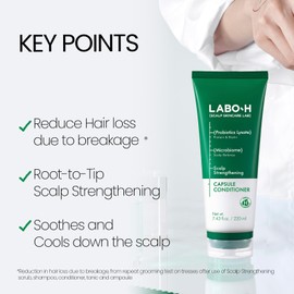LABO-H Scalp Strengthening Capsule Conditioner for Hair Growth & Anti-Loss | Vegan Treatment with Vitamin C, Biotin, Caffeine and Rosemary Oil, Instant Softening & Nourishing, Korean, 7.43 Fl. oz.