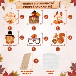 KatchOn, Happy Thanksgiving Picture Props - Pack of 36 | Thanksgiving Photo Booth Props, Fall Photo Booth Props for Thanksgiving Decorations | Harvest Photo Booth Props | Fall Festival Photo Props