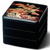 J-kitchens Lacquerware Heavy Box, 3 Tiers, 6 Inches, Black Pine/Plum,