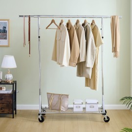Weehom Clothes Rack Heavy Duty Clothing Rack, Rolling Clothes Racks for Hanging Clothes, Collapsible and Portable Garment Rack