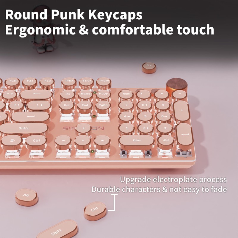 EWEADN V20 Wired Typewriter Keyboard, Typewriter Style Mechanical Keyboards,104 Keys