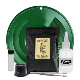 ASR Outdoor 1LB Paydirt Gold Panning Kit with Beginner Prospecting Tools Equipment 6pc, Green