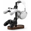 Soporte Gamer de Madera Nogal Universal para Audífonos y 2
