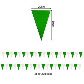 Outdoor Bunting, Pack of 2, Bunting Garland, Outdoor 8 m, Weatherproof Fabric, Green White, Hanging Bunting for Outdoor Birthday Party Wedding Festival Decoration