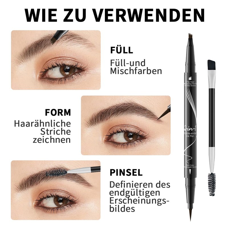 Eyebrow Pencil, 2-in-1 Dual-Ended Eyebrow Pencil, with Fork Tip Applicator,