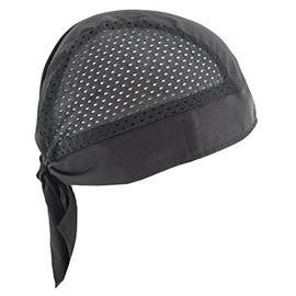 Hiphopville Adjustable Cool Mesh Air Flow Black Skull Cap Hat Bandana with Tie