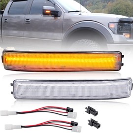 NJSBYL LED Side Mirror Turn Signal Lamps for 2009-2014 Ford F150, F150 SVT-Raptor, Lincoln Mark LT Clear Lens Amber LED Tow Mirrors Turning Left Right Blinker Markers Light Kits OEM# 9L3Z17E749AA
