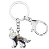 BAMAY Enamel Alloy Novelty Wolf Keychain for Women Girls Animals