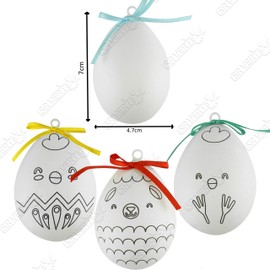 SRVertex Color Your Own Eggs with 4 Pens, White Easter Eggs Decorations DIY Painting Crafts Easter Craft Eggs with Pens for Easter Party Student Creative Easter Gift for Kids (4x Foam Eggs, 4x Pens)