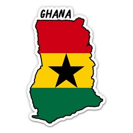 Squiddy Ghana Map with Flag - Vinyl Sticker Decal for Phone, Laptop, Water Bottle - 3"