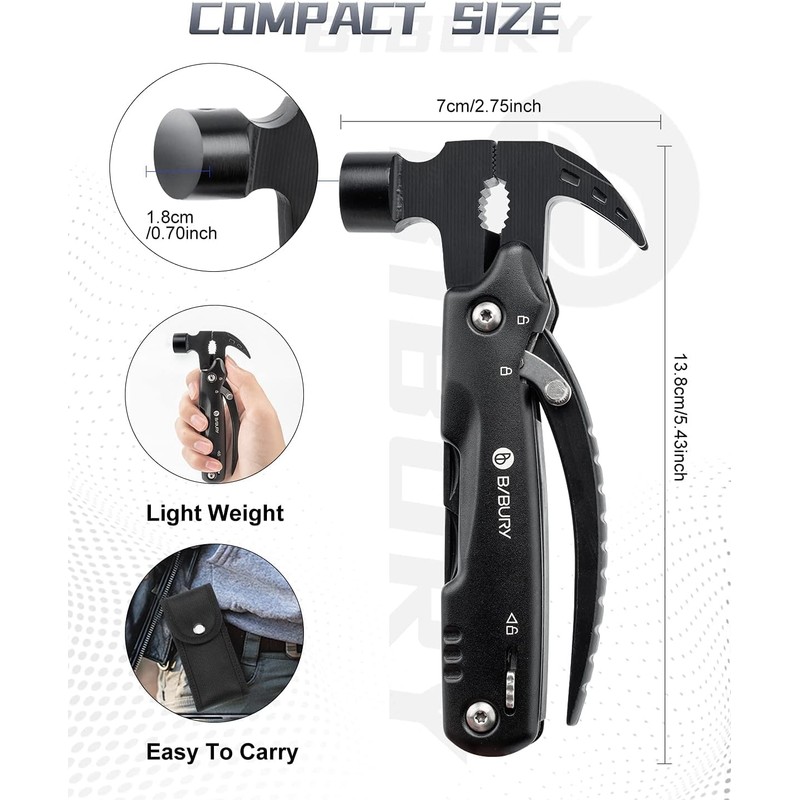 Gifts for Men, BIBURY Mini Hammer Multitool and Snowflake Multi