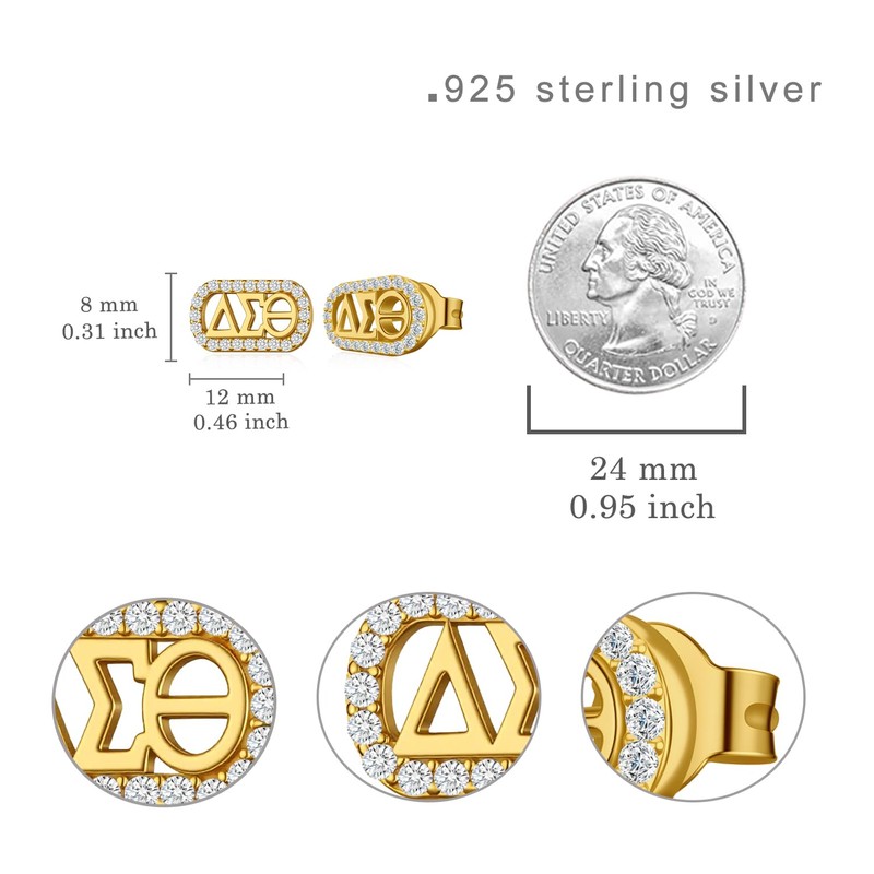 DST Earrings for Women Men 925 Sterling Silver DST Sorority