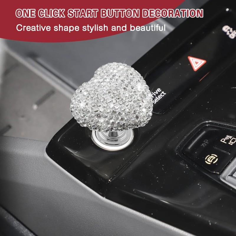 Rebvugr Bling Car One-Touch Start Button, Push Start Button Cover,