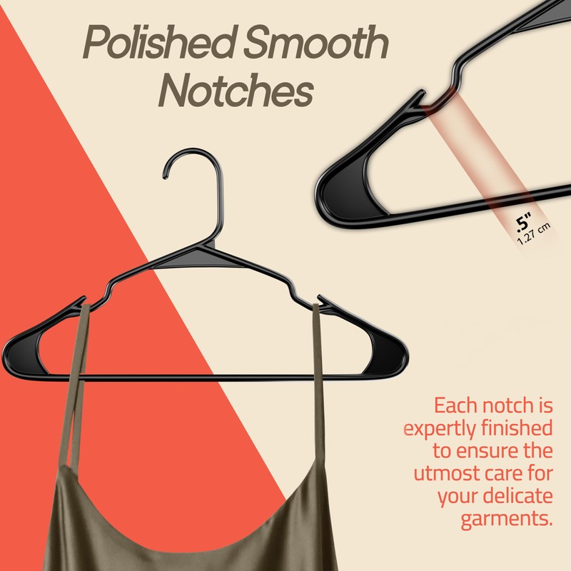 Campior Black Plastic Hangers 20 Pack Heavy-Duty, Space-Saving, Non-Slip, Durable