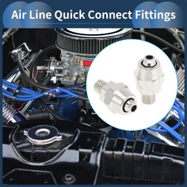 INFINAUTO Push to Connect Air Fittings 1/4" Male Thread Air Line Quick Connector Nickel-Plated Copper M6 2 Pcs Silver Tone