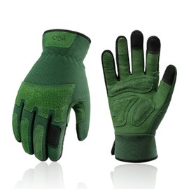 Vgo 1-Par Guantes de Jardinería de Cuero Sintético para Mujer, a Prueba de Pinchazos, Espinas, Antichoque, Pantalla Táctil (talla G, verde, SL7471)