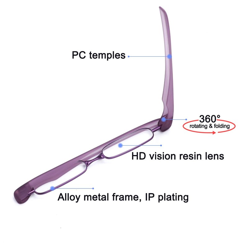 Women's Rectangular Reading Glasses Purple 3.0