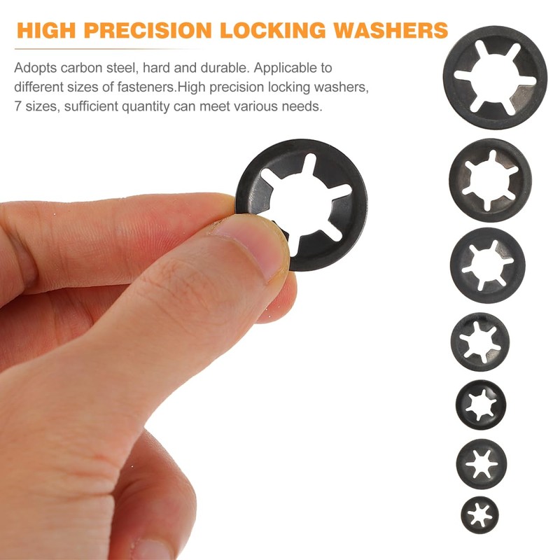 MUCKLILY 210 Pcs Internal Tooth Locking Washers Carbon Steel Bearing