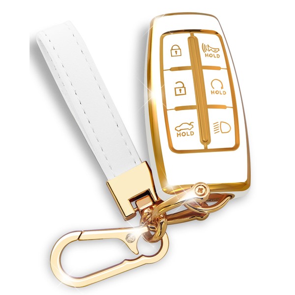 Compatible with Genesis Key Fob Cover Gold Keychain for G80