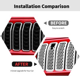 Front Grille Mesh Inserts with Camera Grill Decoration Exterior Accessories Compatible with Jeep Wrangler JL JLU & Gladiator JT 2024+,white