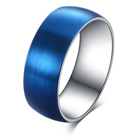 Ofeiyaa Titanium Steel Rings for Men Women Engagement Wedding Band Matte Brushed 8mm Comfort Fit Size 8