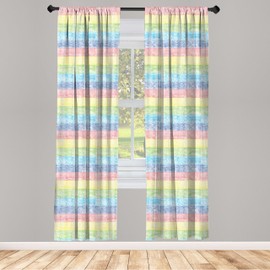 Lunarable Lunares Cortina de Microfibra, Círculos del Arco Iris del Estilo, Window Treatments 2 Panel Set for Living Room Bedroom Decor, 56" x 84", Multicolor