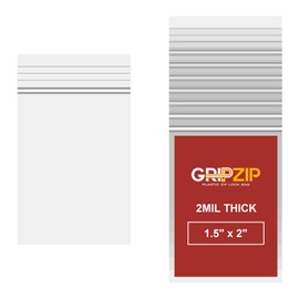 GRIPZIP 500 Pcs 1.5" x 2" Clear Plastic Reclosable Zip Poly Bags | 2 Mil Thick Durable and Versatile Bags for Travel, Storage, Organization, Shipping | Heavy Duty Baggies with Resealable Zip