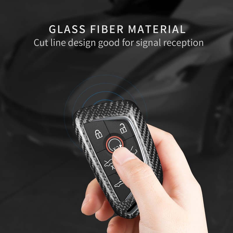 T-carbon Key Fob Case Cover Compatible with Corvette C8, Real