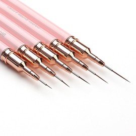 Fcozpjk Nail Art Liner Brushes, 5Pcs Nail Art Liner Brush Set, Nail Gel Polish Painting Brush, Dotting Drawing Pen, Nail Design Brushes Sizes 5/7/9/11/15mm, Professional Manicure Accessories