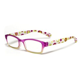 Calabria Hannah Reading Eye Glasses +0.75 Pink Yellow Polka Dot Women Trendy Readers Rectangular Eyeglasses w/Case