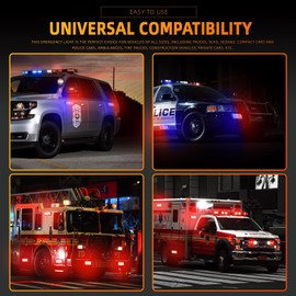 BooYu 1-Pcs Battery Operated LED Emergency Strobe Lights Bar w/Magnetic Base Rechargeable Portable Roadside Roof Top Mini Plow Flash Beacon Warning Light for Truck/Trailer/Vehicle (Blue)