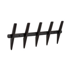 Kate and Laurel Eland Modern Five-Hook Wall Hanging Coat Rack, 30 x 4 x 12, Black, Decorative Wood Coat Rack Wall Mount for Use as Entryway Storage or Mudroom Hooks