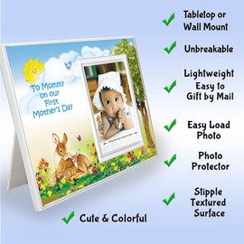 Mothers Day Gift for First Time Mom | 1st Mothers Day Frame "To Mommy on Our First Mother's Day" Picture Frame | Holds 3.5” x 5” Photo | Boy or Girl Nursery Decor | Mom & Baby Fawn Theme |