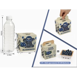 Aosric 1 Pint Blueberry Paper Basket – Portable & Compostable Berry Cartons, Food-Grade Recyclable Packaging for Fresh Blueberries, Farmers Market & Home Use, FSC (Pack of 50)